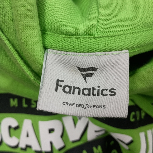 Lime green SEATTLE SOUNDERS raise your scarves  pull over hoodie size men's XL - Picture 4 of 13